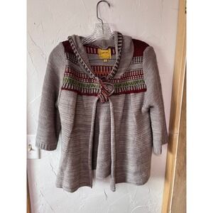 Lulumaari‎ Hooded Cardigan Sweater Geometric Print Tassels Size Medium